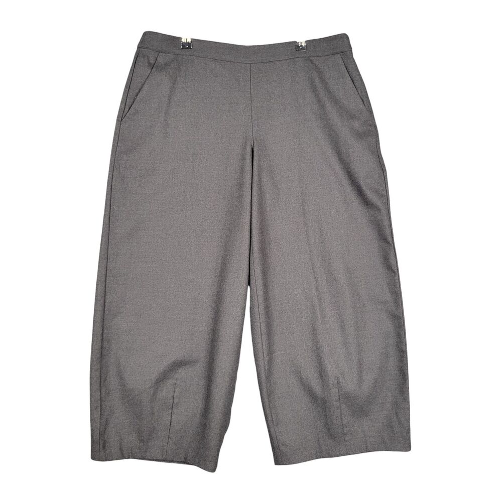 EILEEN FISHER Gray Wide Crop Stretch Wool Lantern Pants Sustainable SIZE LARGE
